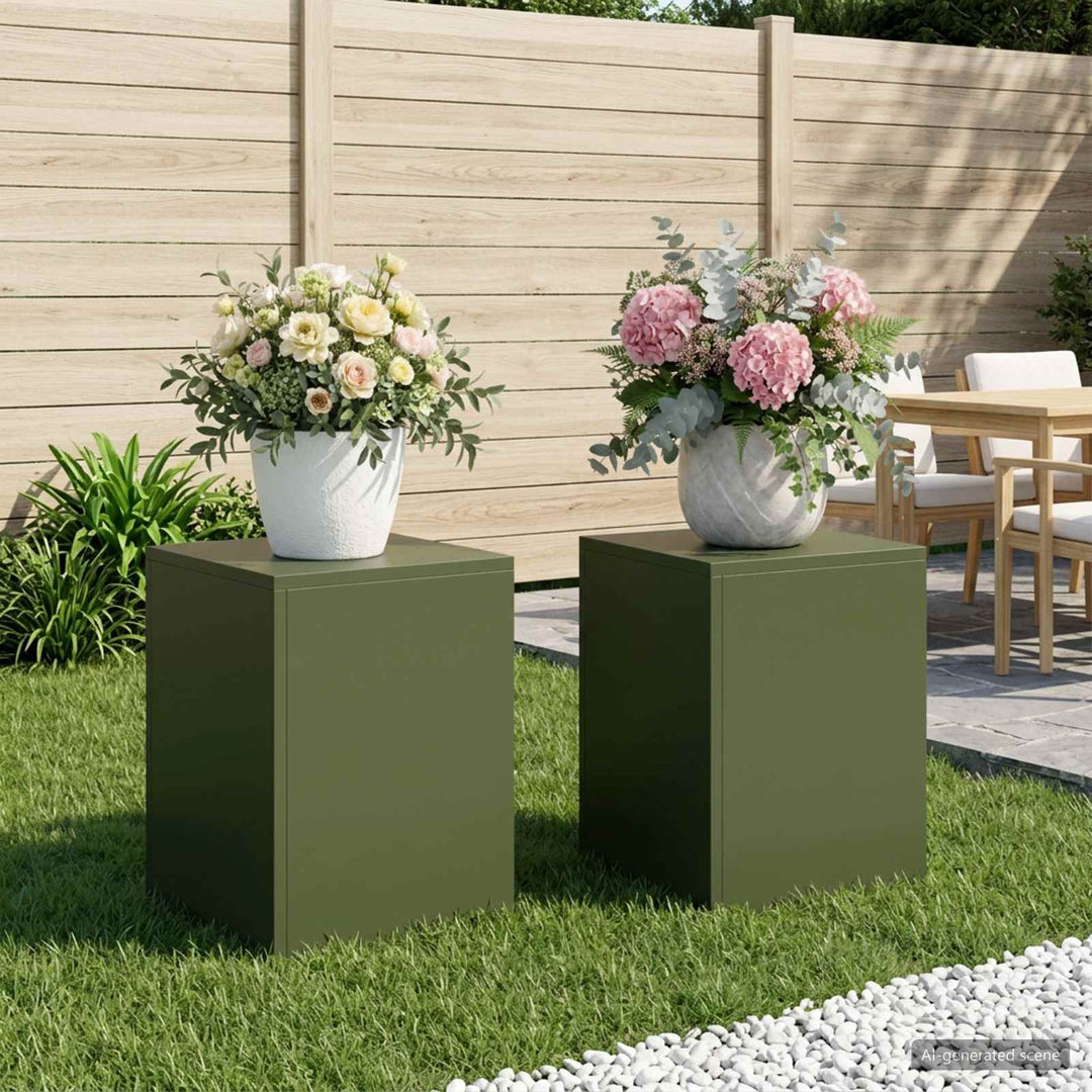 Planteholder 2 pcs Olivengrøn 30 x 30 x 40 cm Stål