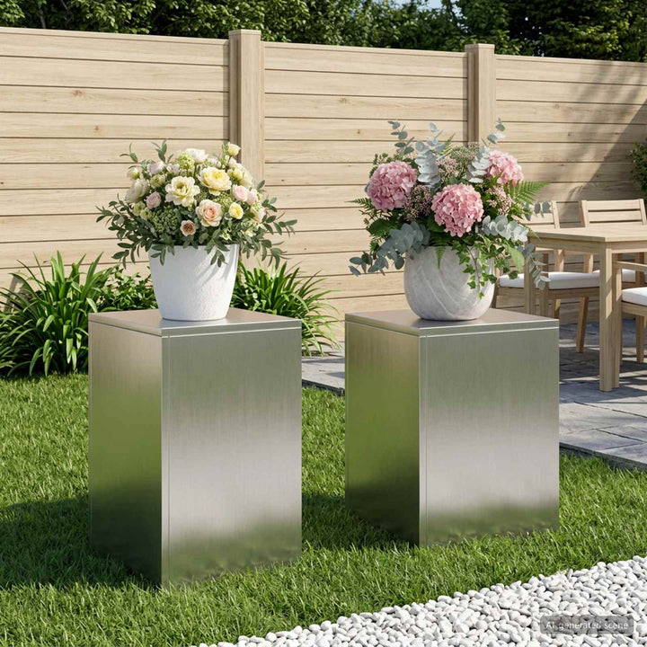 Planteholder 2 pcs Sølv 30 x 30 x 40 cm Stål