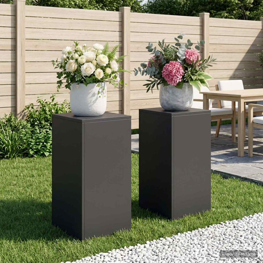 Planteholder 2 pcs Sort 30 x 30 x 60 cm Stål