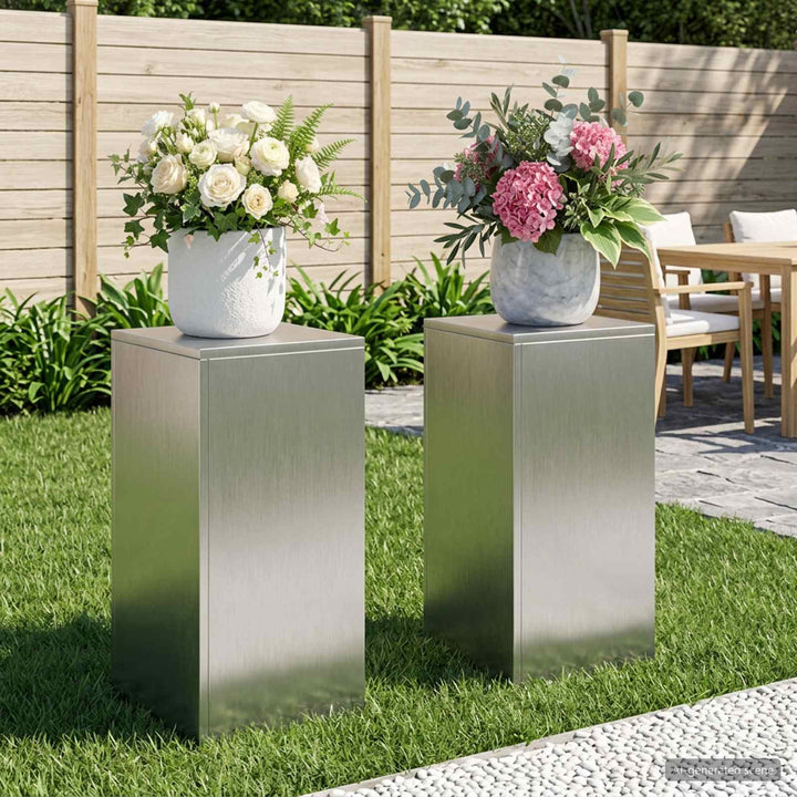 Planteholder 2 pcs Sølv 30 x 30 x 60 cm Stål