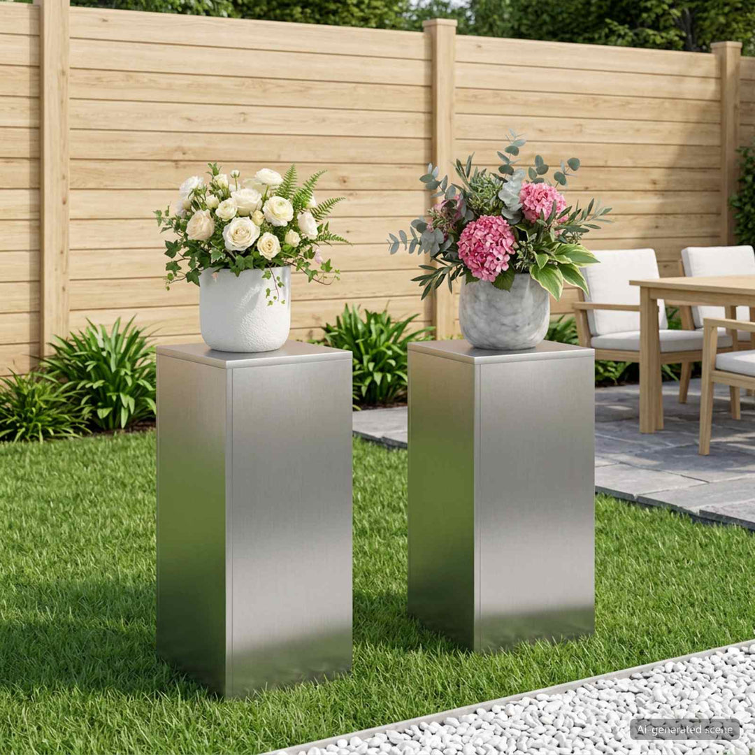 Planteholder 2 pcs Sølv 30 x 30 x 60 cm Rustfrit stål