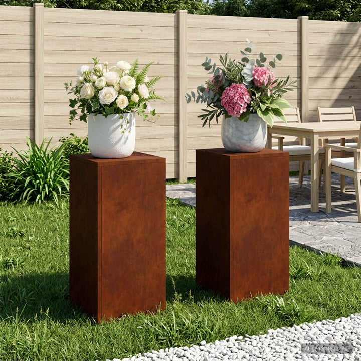 Planteholder 2 pcs Rusten 30 x 30 x 60 cm Cortenstål