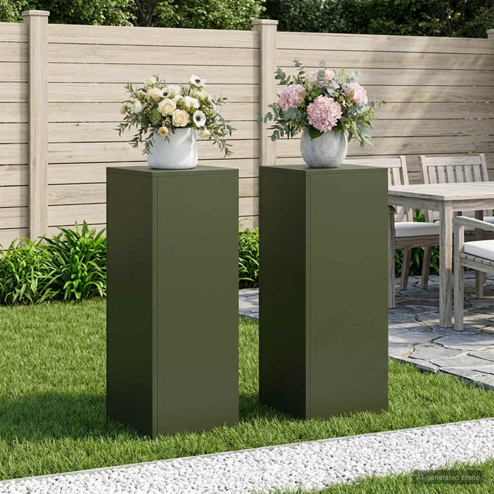 Planteholder 2 pcs Olivengrøn 30 x 30 x 80 cm Stål