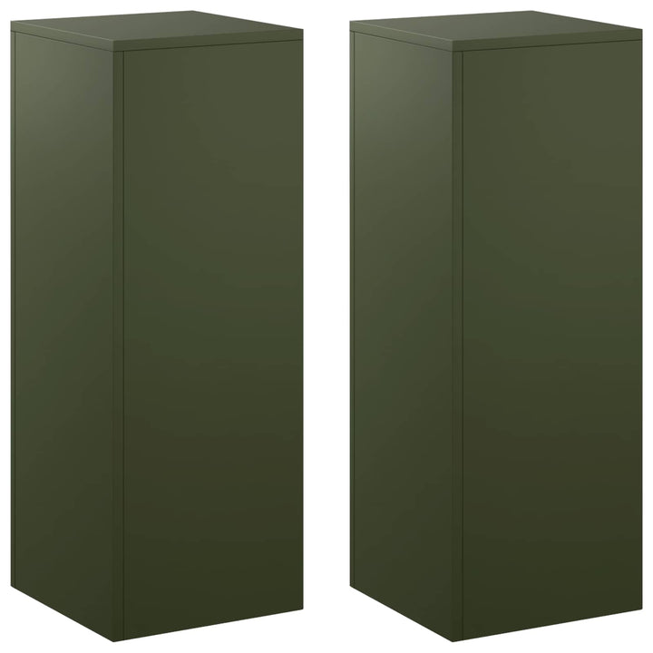 Planteholder 2 pcs Olivengrøn 30 x 30 x 80 cm Stål