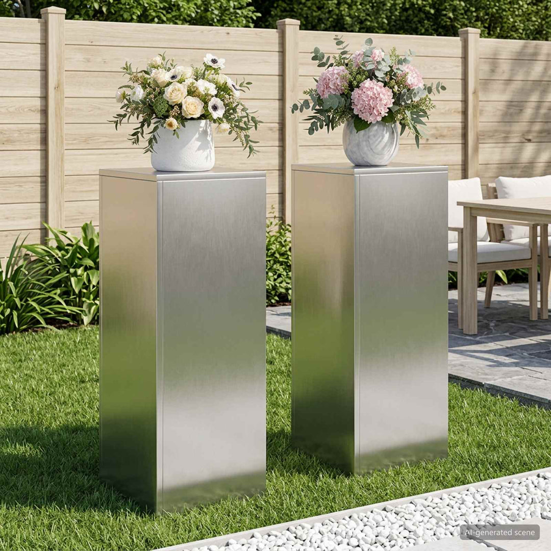 Planteholder 2 pcs Sølv 30 x 30 x 80 cm Stål