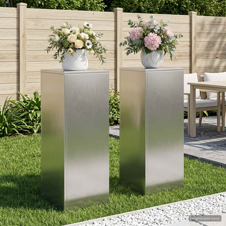 Planteholder 2 pcs Sølv 30 x 30 x 80 cm Stål
