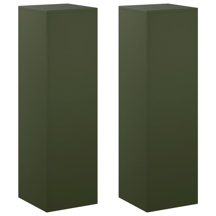Planteholder 2 pcs Olivengrøn 30 x 30 x 100 cm Stål