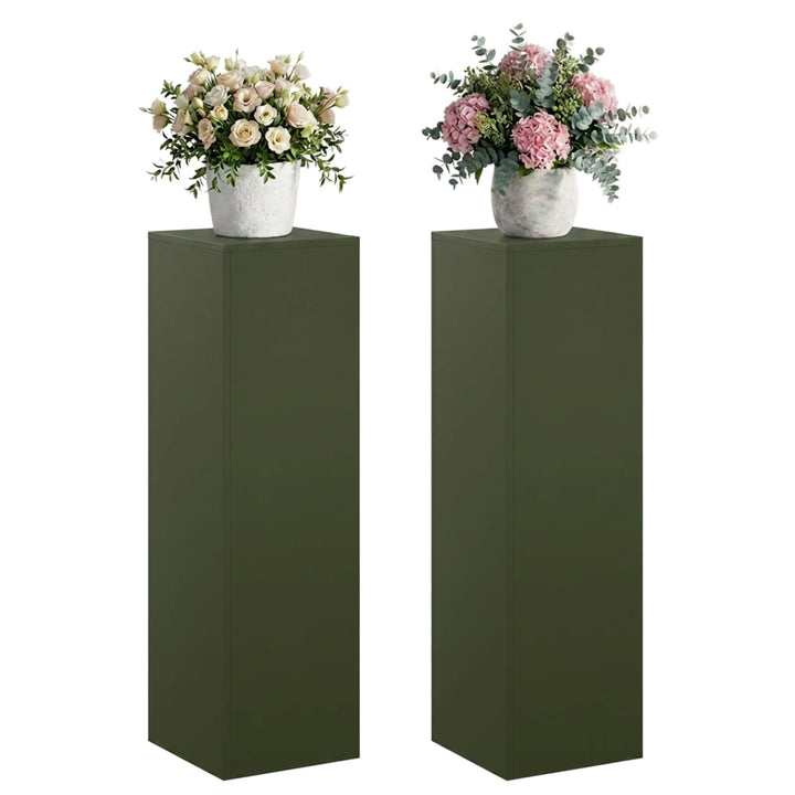 Planteholder 2 pcs Olivengrøn 30 x 30 x 100 cm Stål