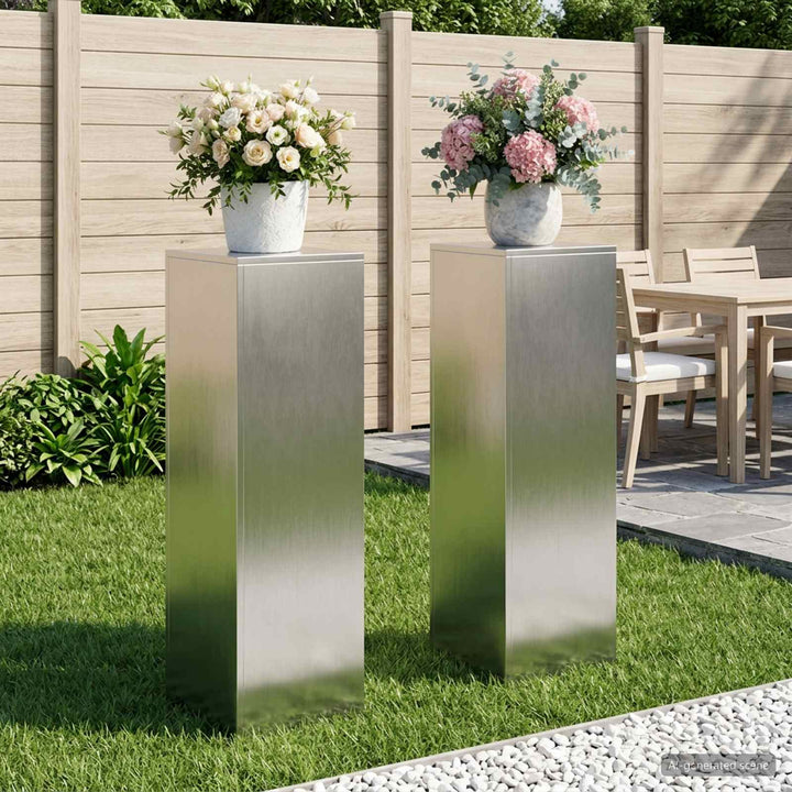 Planteholder 2 pcs Sølv 30 x 30 x 100 cm Stål