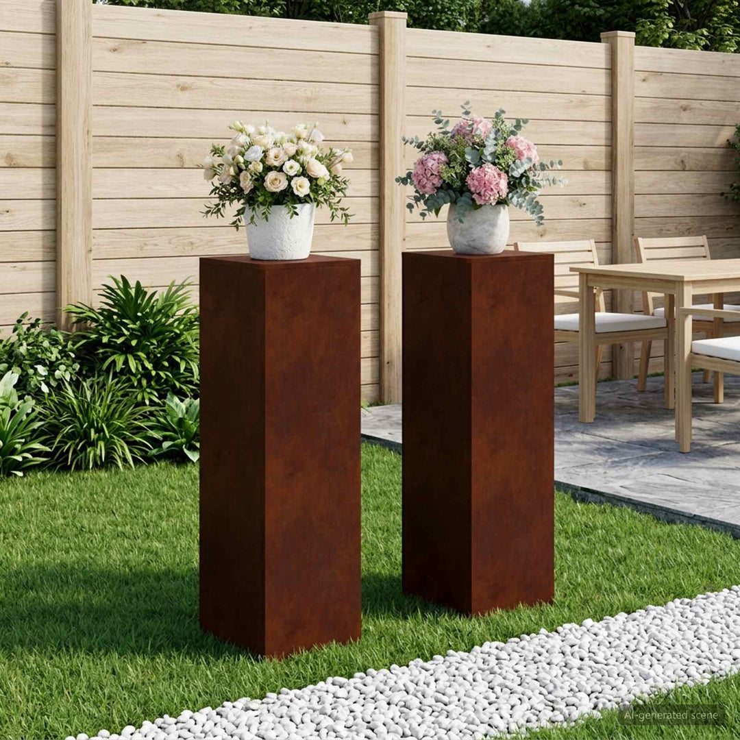 Planteholder 2 pcs Rusten 30 x 30 x 100 cm Cortenstål