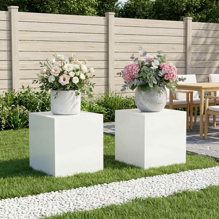 Planteholder 2 pcs Hvid 40 x 40 x 40 cm Stål
