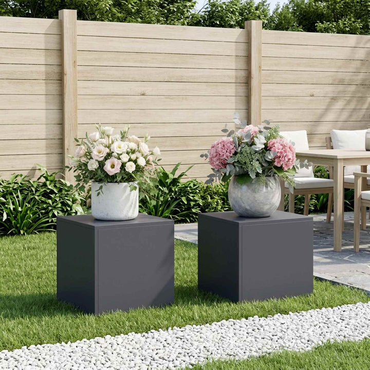 Planteholder 2 pcs Antracit 40 x 40 x 40 cm Galvaniseret stål