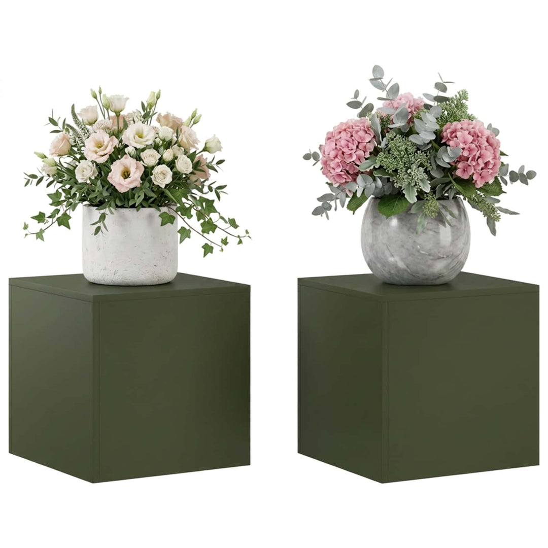 Planteholder 2 pcs Olivengrøn 40 x 40 x 40 cm Stål