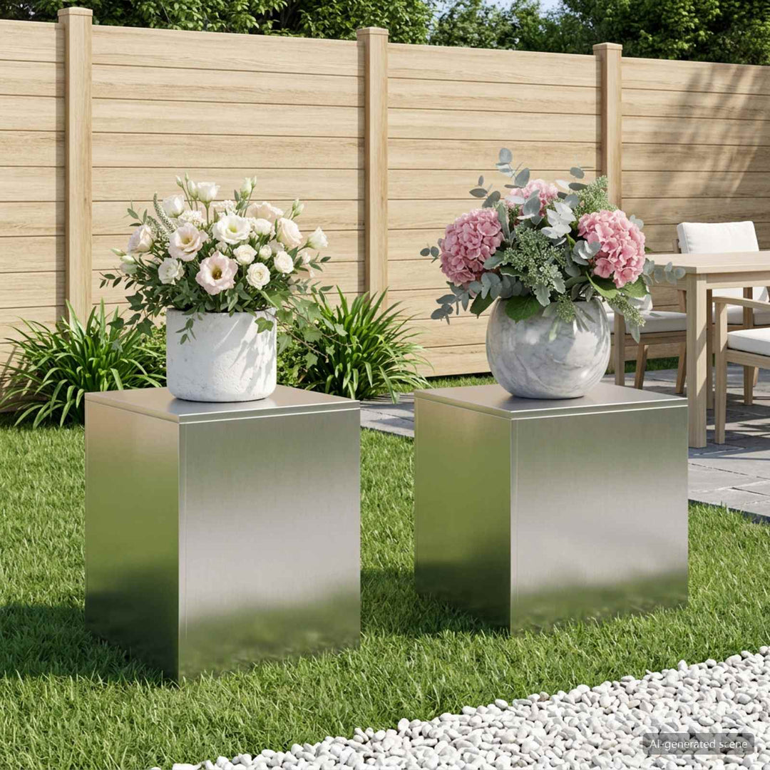 Planteholder 2 pcs Sølv 40 x 40 x 40 cm Stål