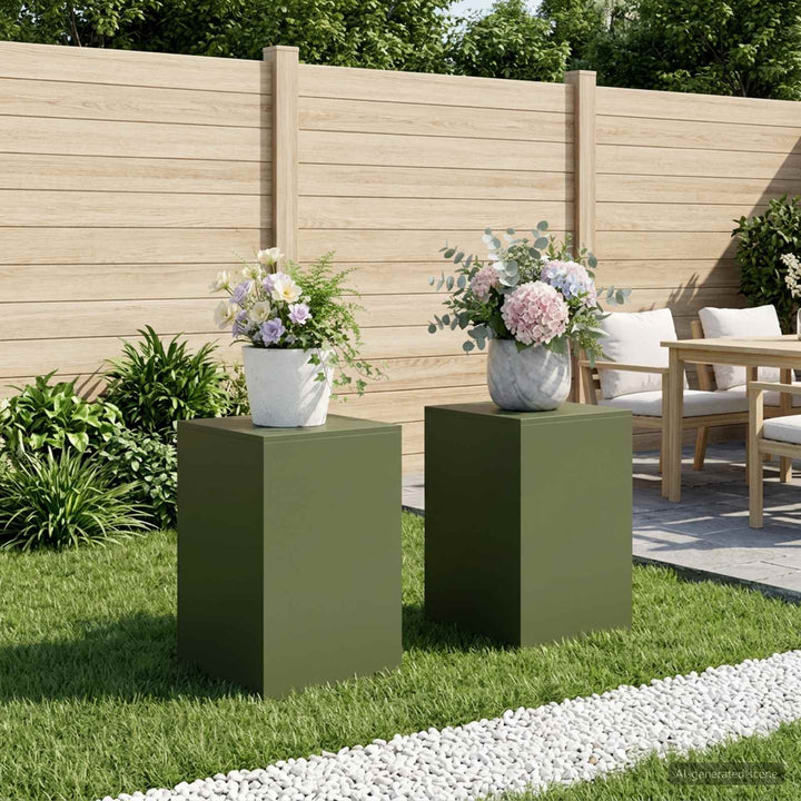 Planteholder 2 pcs Olivengrøn 40 x 40 x 60 cm Stål