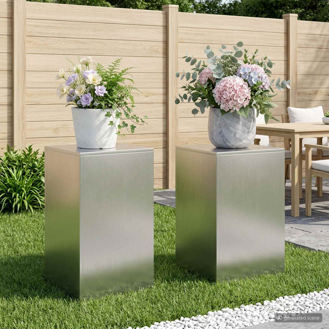 Planteholder 2 pcs Sølv 40 x 40 x 60 cm Stål