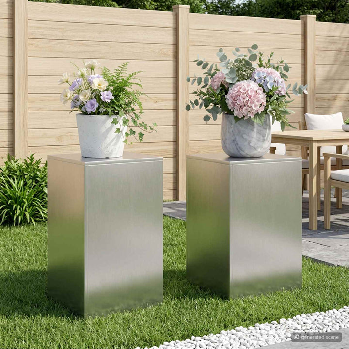 Planteholder 2 pcs Sølv 40 x 40 x 60 cm Stål