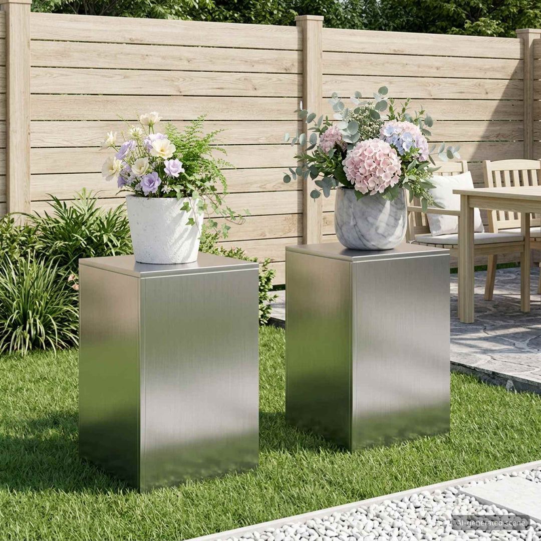 Planteholder 2 pcs Sølv 40 x 40 x 60 cm Rustfrit stål