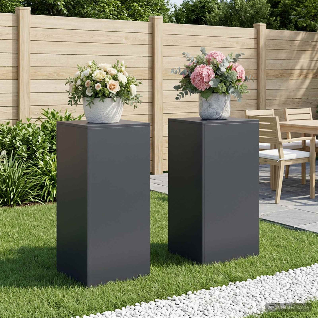Planteholder 2 pcs Antracit 40 x 40 x 80 cm Galvaniseret stål