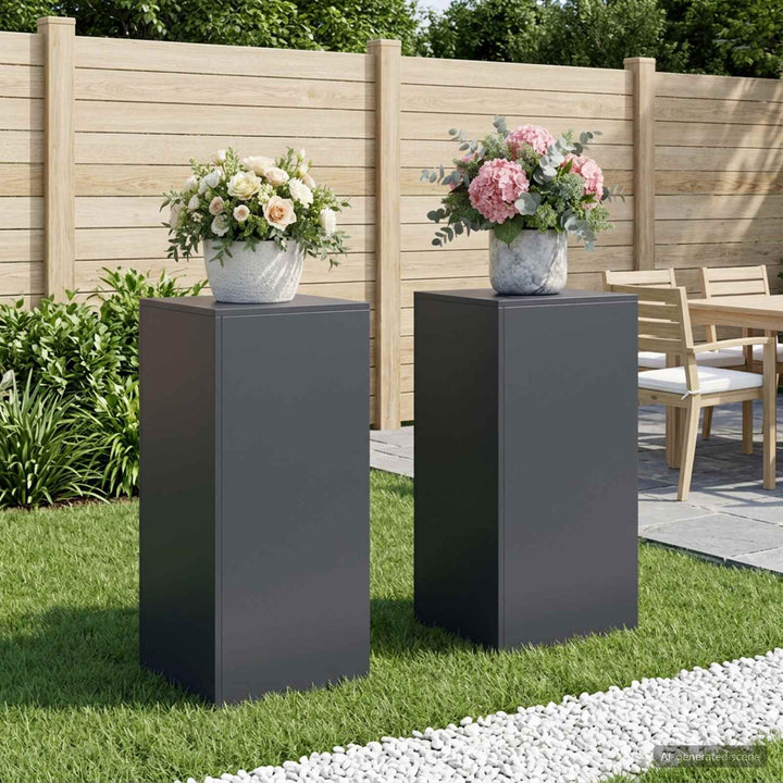 Planteholder 2 pcs Antracit 40 x 40 x 80 cm Galvaniseret stål