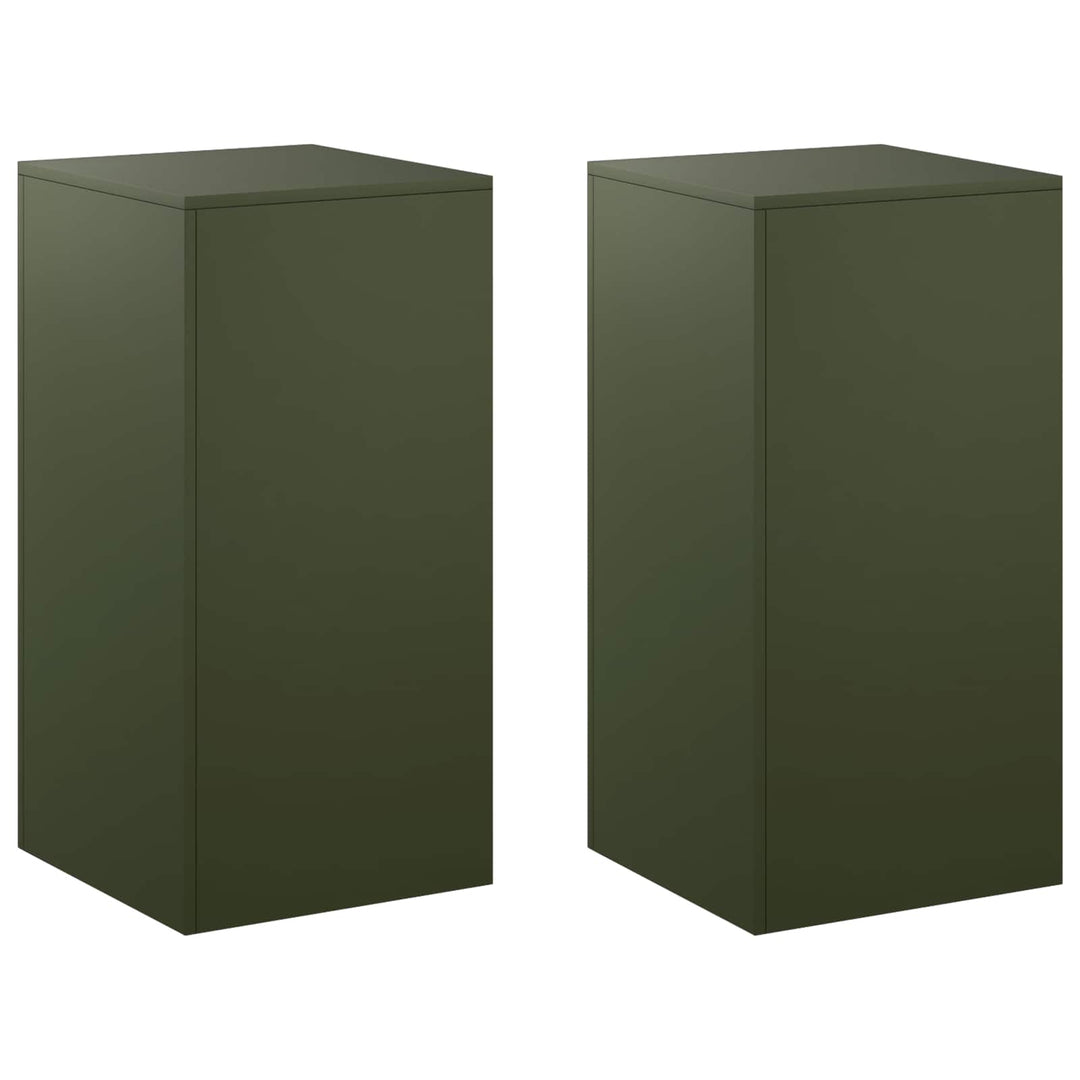 Planteholder 2 pcs Olivengrøn 40 x 40 x 80 cm Stål