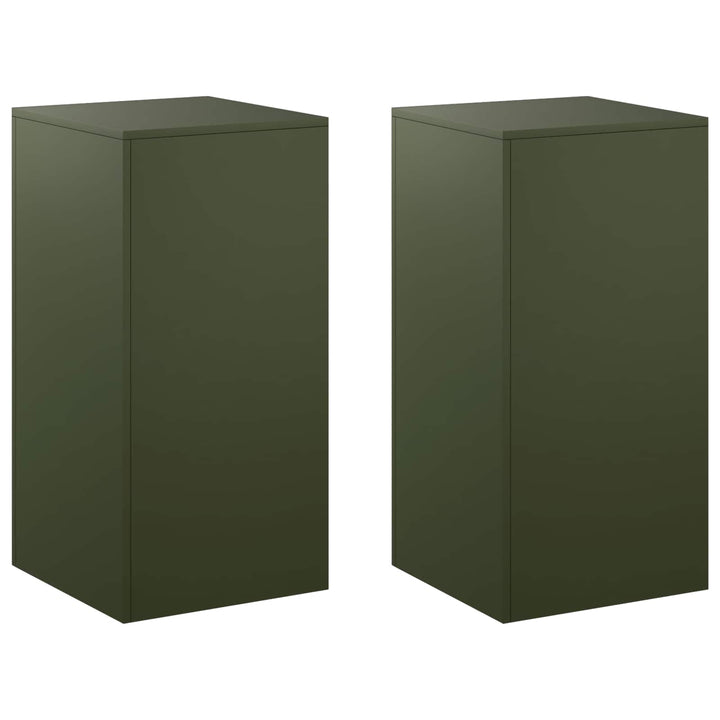 Planteholder 2 pcs Olivengrøn 40 x 40 x 80 cm Stål