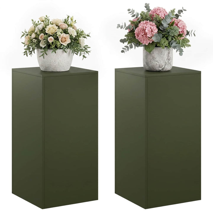 Planteholder 2 pcs Olivengrøn 40 x 40 x 80 cm Stål