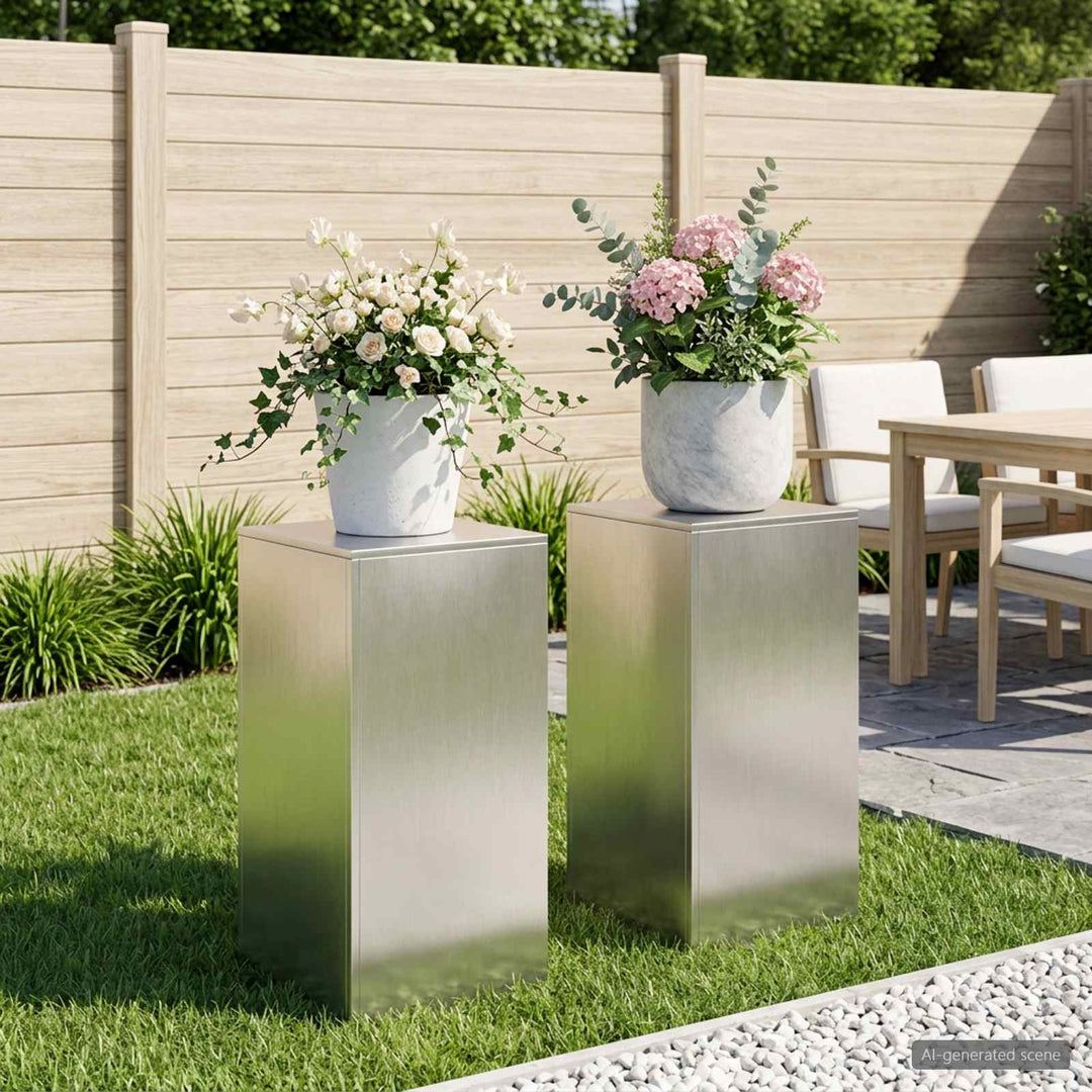 Planteholder 2 pcs Sølv 40 x 40 x 80 cm Stål