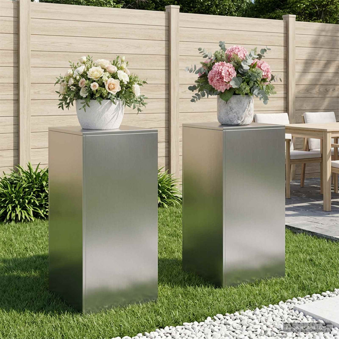 Planteholder 2 pcs Sølv 40 x 40 x 80 cm Rustfrit stål