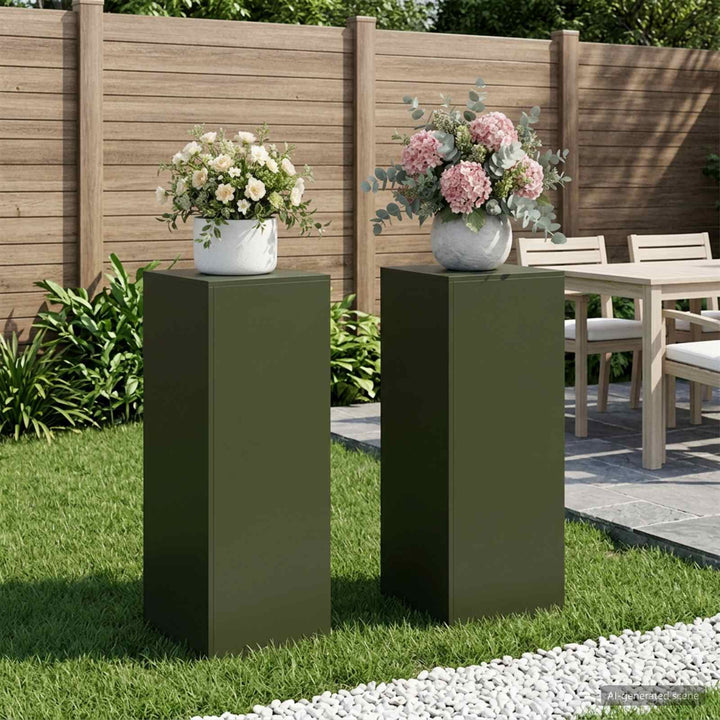 Planteholder 2 pcs Olivengrøn 40 x 40 x 100 cm Stål