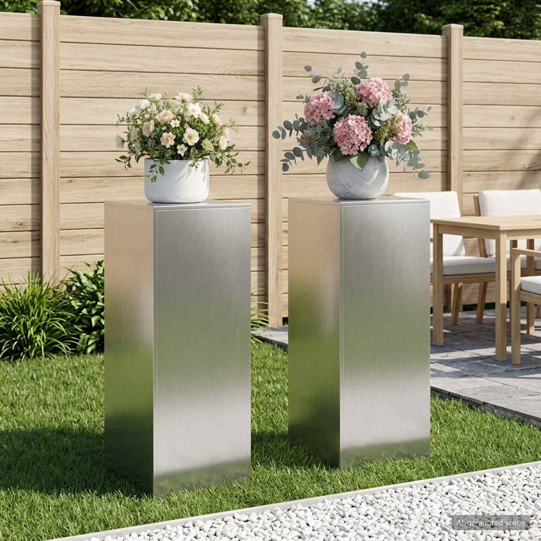Planteholder 2 pcs Sølv 40 x 40 x 100 cm Stål
