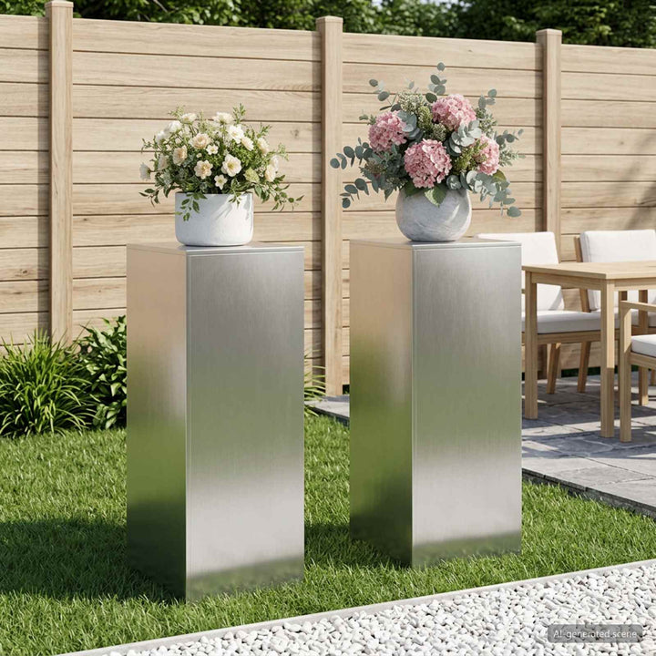Planteholder 2 pcs Sølv 40 x 40 x 100 cm Stål