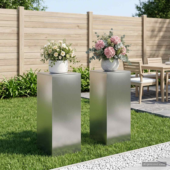 Planteholder 2 pcs Sølv 40 x 40 x 100 cm Rustfrit stål