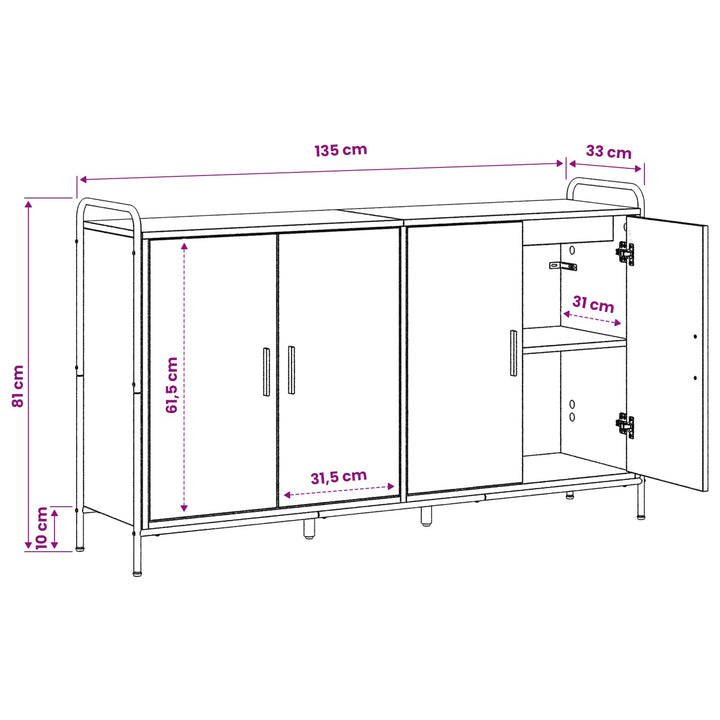 Sideboard Gammelt træ 97 x 33 x 81 cm Konstrueret træ