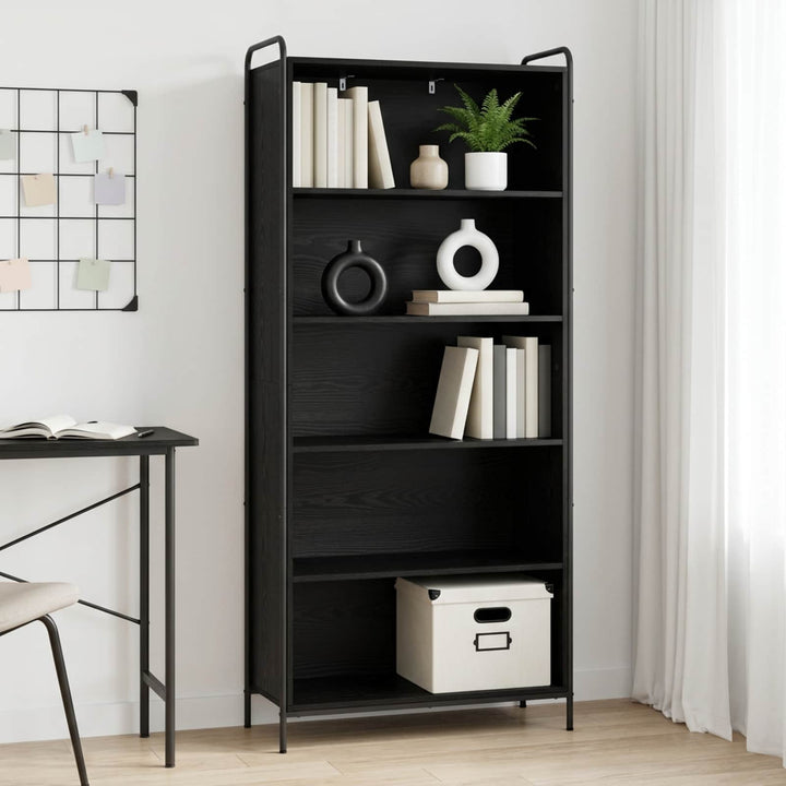 Bogskab 55,5 x 33 x 174 cm Konstrueret træ Sort eg