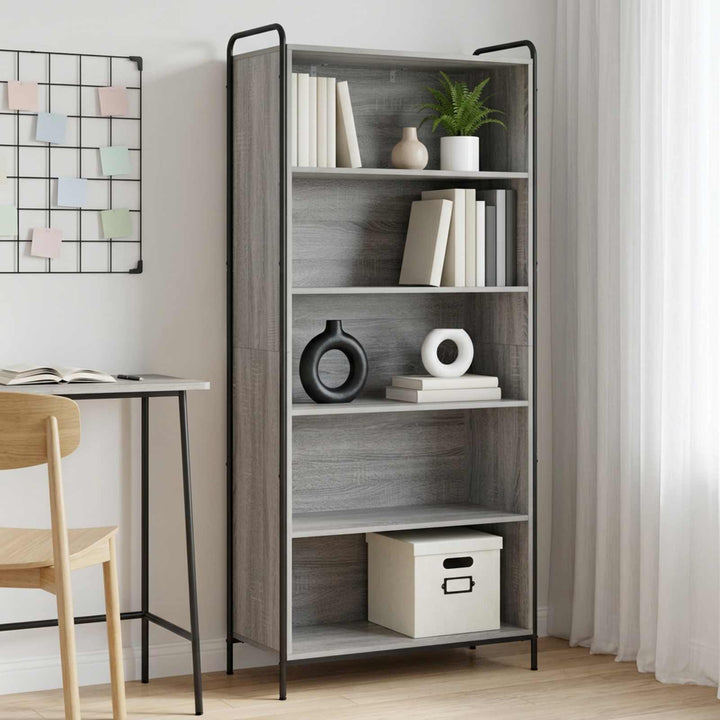 Bogskab 55,5 x 33 x 174 cm Konstrueret træ Grå Sonoma
