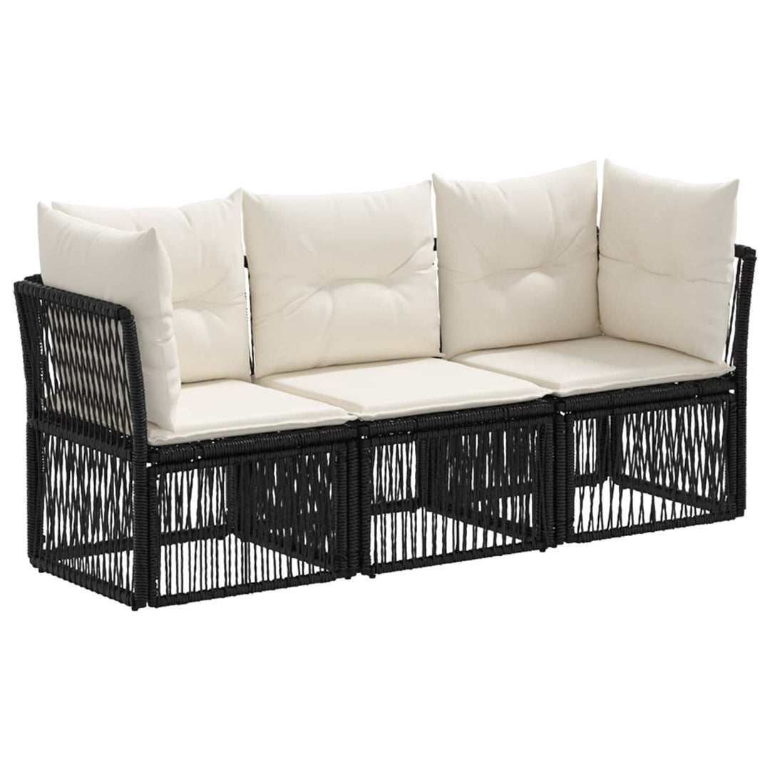 Havesofa Sæt 3 stk. Sort polyrattan