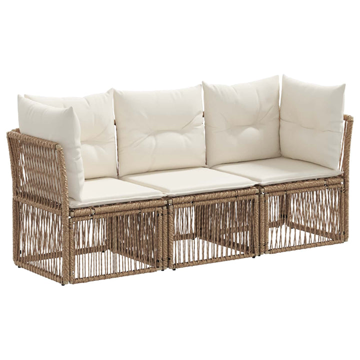 Havesofa Sæt 3 stk. Beige polyrattan