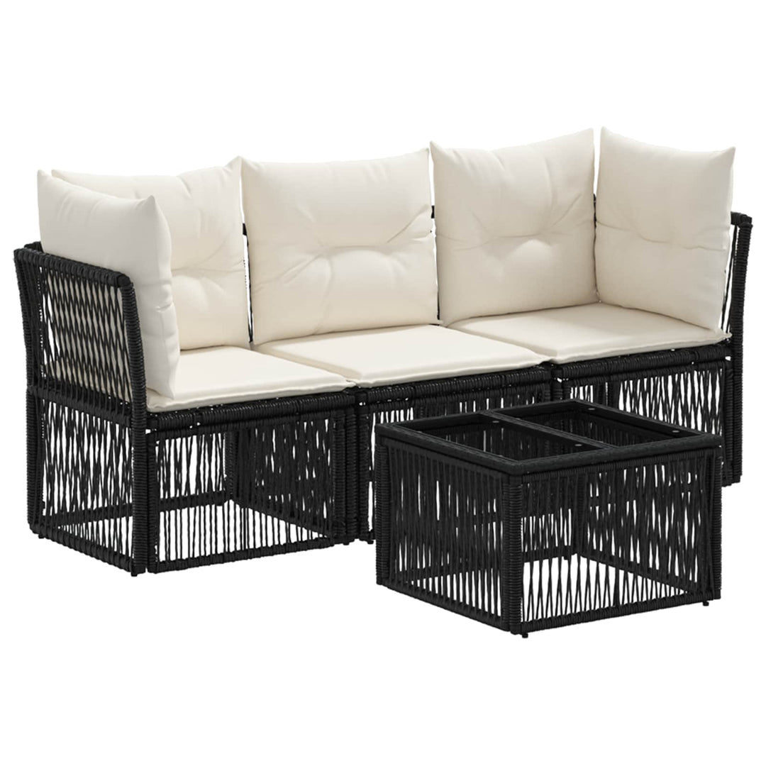 Havesofa Sæt 4 stk. Sort polyrattan
