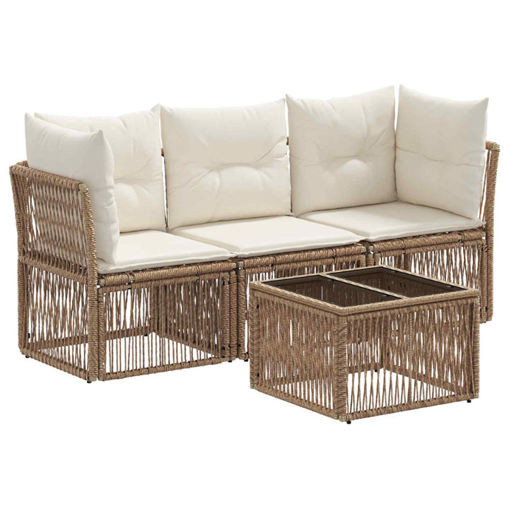 Havesofa Sæt 4 stk. Beige polyrattan