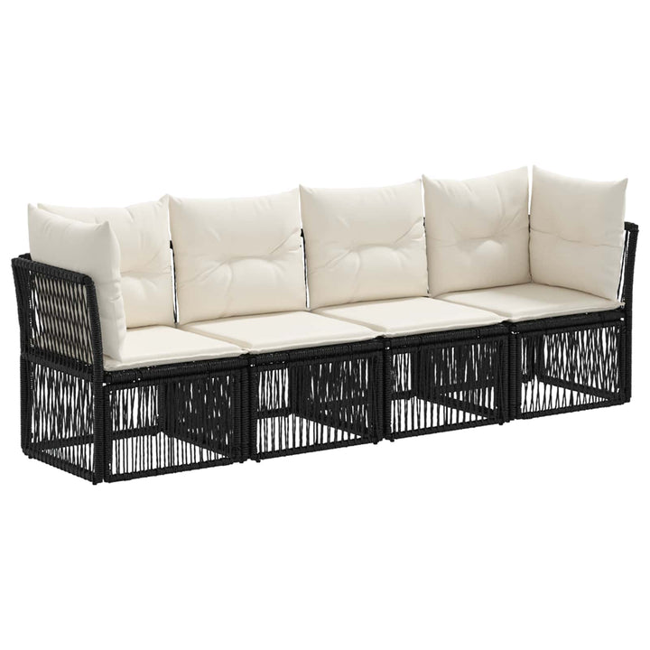 Havesofa Sæt 4 stk. Sort polyrattan