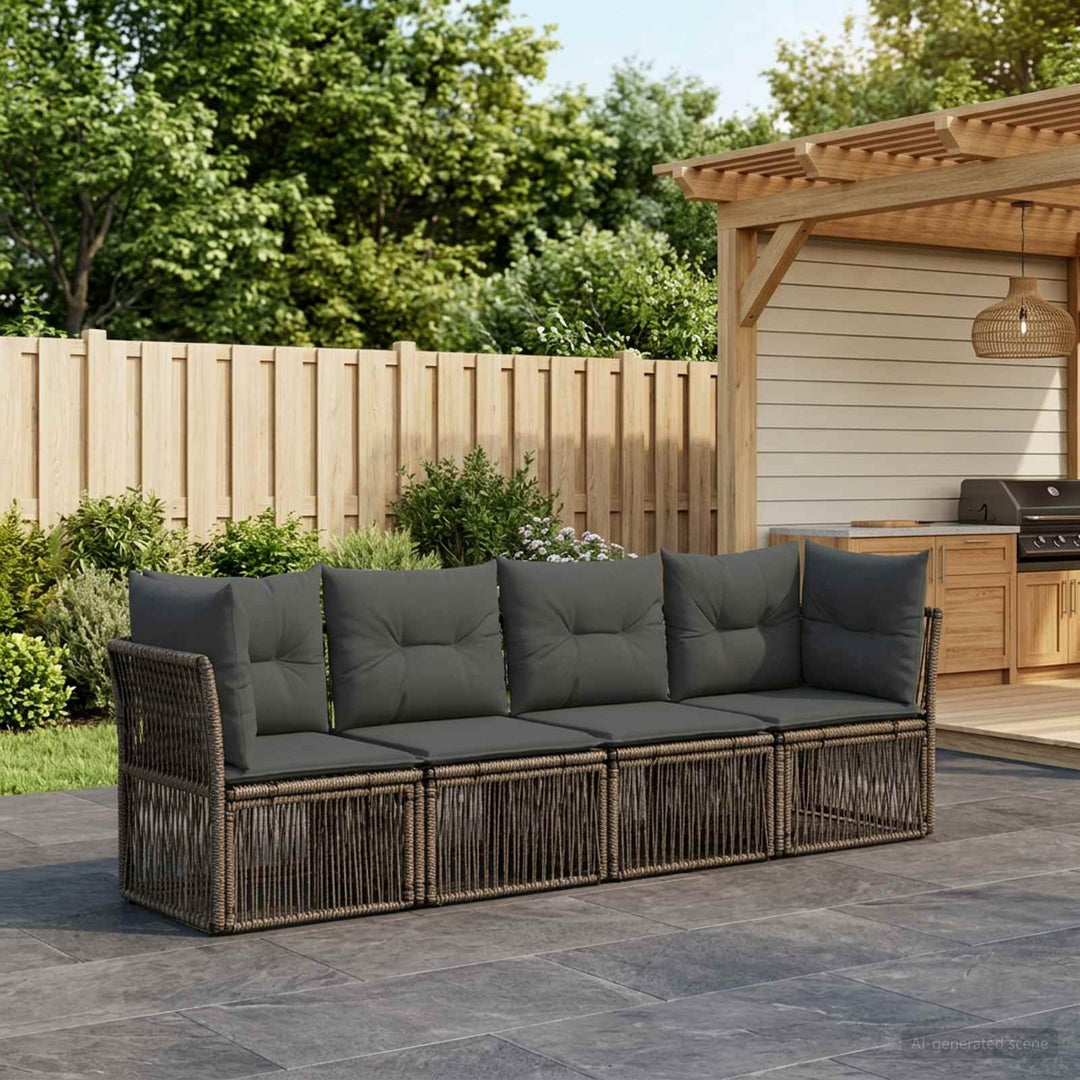 Havesofa Sæt 4 stk. Grå polyrattan