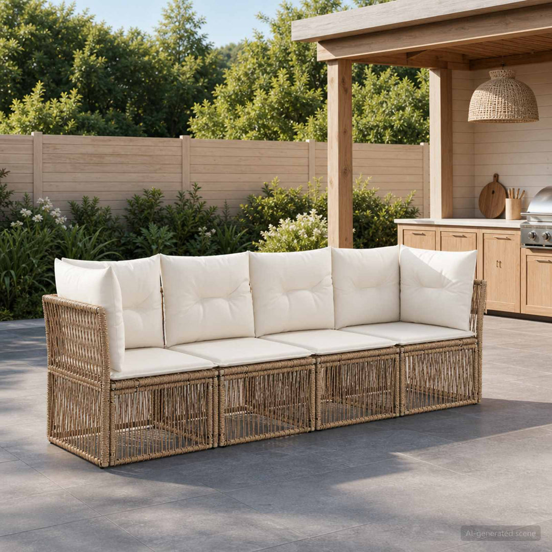 Havesofa Sæt 4 stk. Beige polyrattan