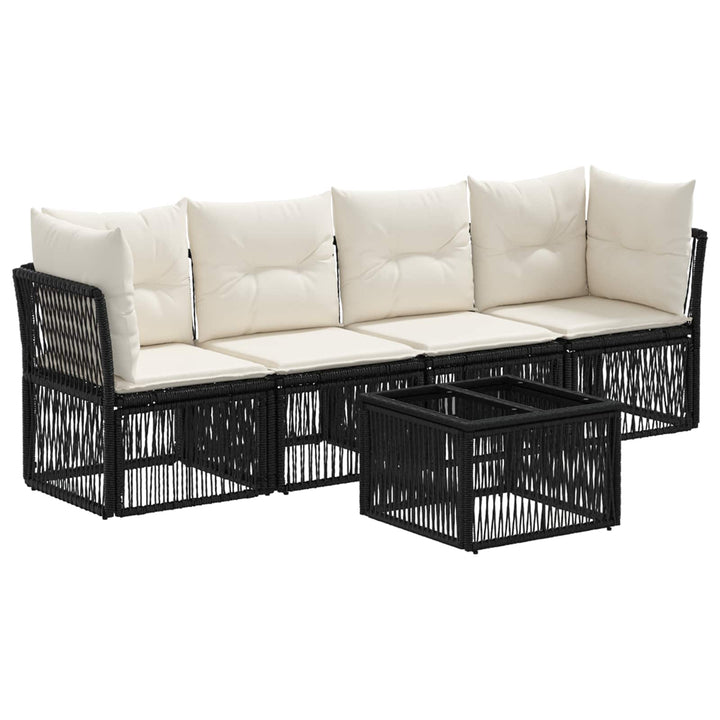 Havesofa Sæt 5 stk. Sort polyrattan