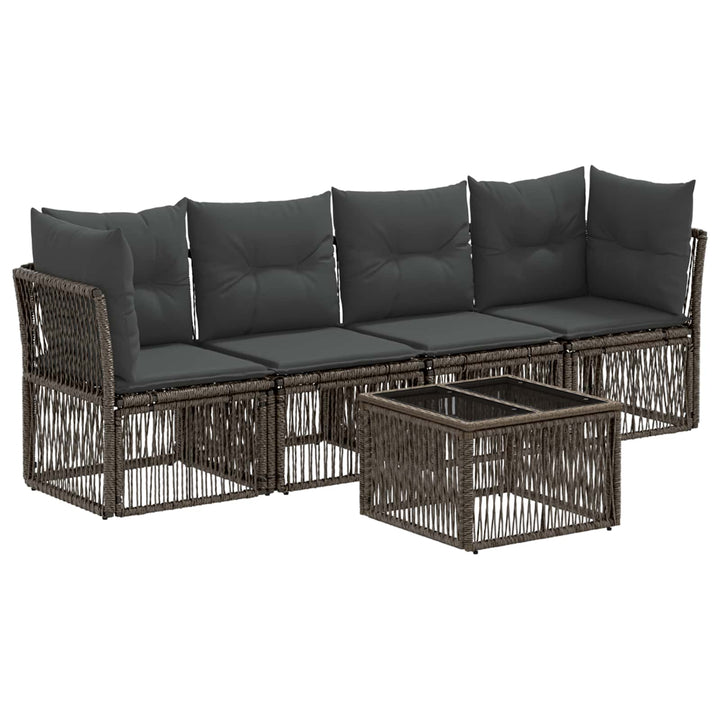 Havesofa Sæt 5 stk. Grå polyrattan