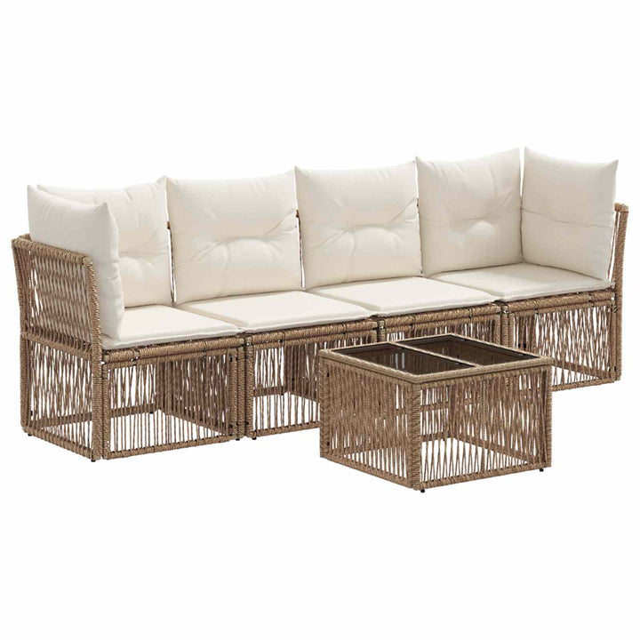 Havesofa Sæt 5 stk. Beige polyrattan