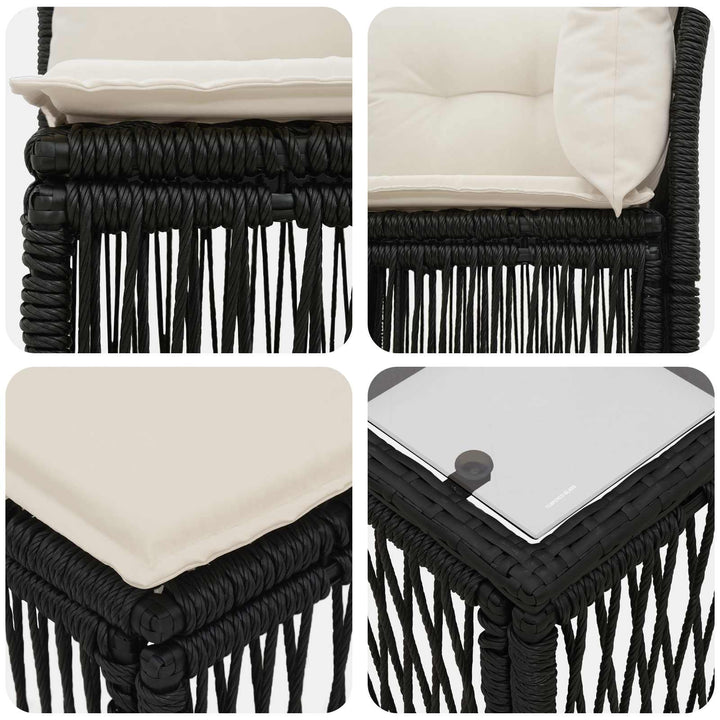 Havesofa Sæt 6 stk. Sort polyrattan