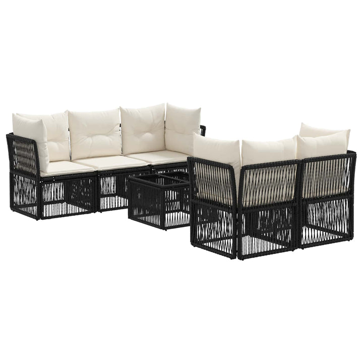 Havesofa Sæt 6 stk. Sort polyrattan