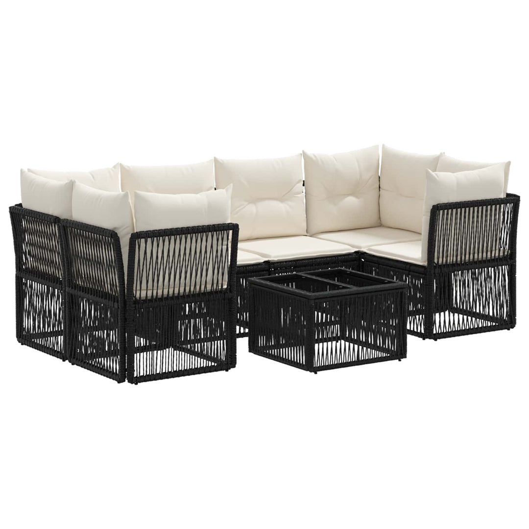 Havesofa Sæt 7 stk. Sort polyrattan