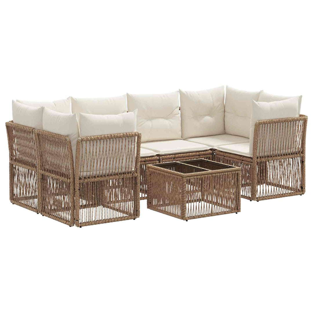 Havesofa Sæt 7 stk. Beige polyrattan